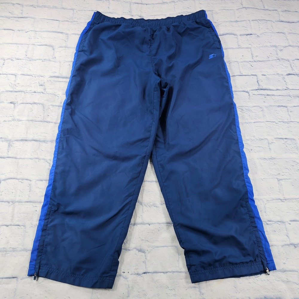 Starter Track Pants Mens XL Blue Nylon Mesh Lined Zipper Cuffs Athletic Warm Up